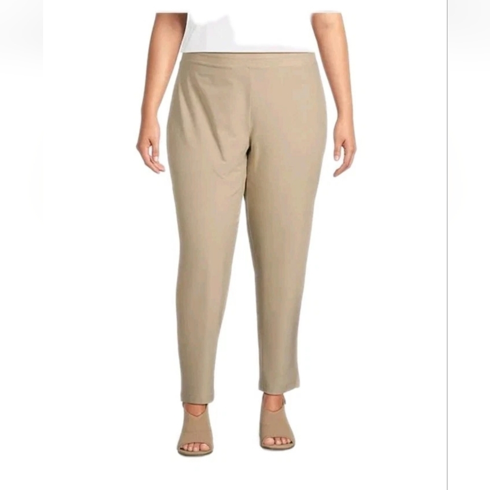 Eileen Fisher Khaki Ankle Pants‎ Linen Elastic Stretch Twill Size 3X New $178